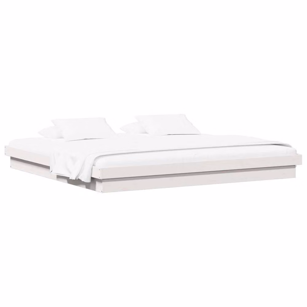 Berkfield Home Modern White Solid Pine Wood Bed Frame W/D/H: 200 x 200 cm – 2