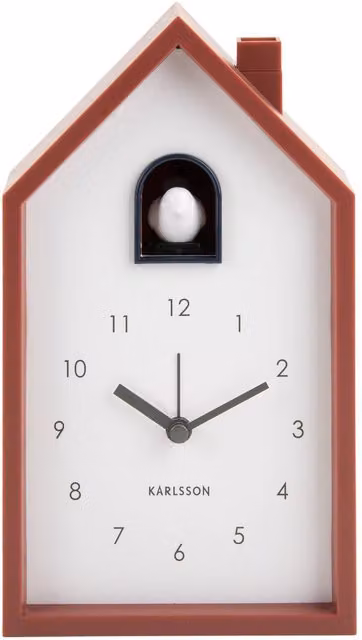 Zeller Present Karlsson Modern Quartz Cuckoo Alarm Clock in Red, W/D/H: 20 x 20 x 12 cm – 3
