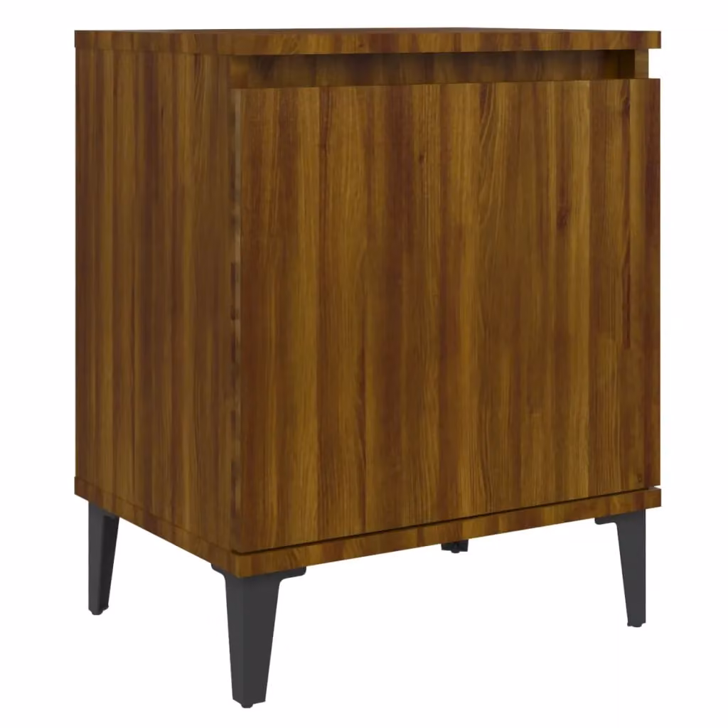 Berkfield Home Bed Cabinet in Brown Oak with Metal Legs, W: 40 cm, D: 30 cm, H: 50 cm – 2