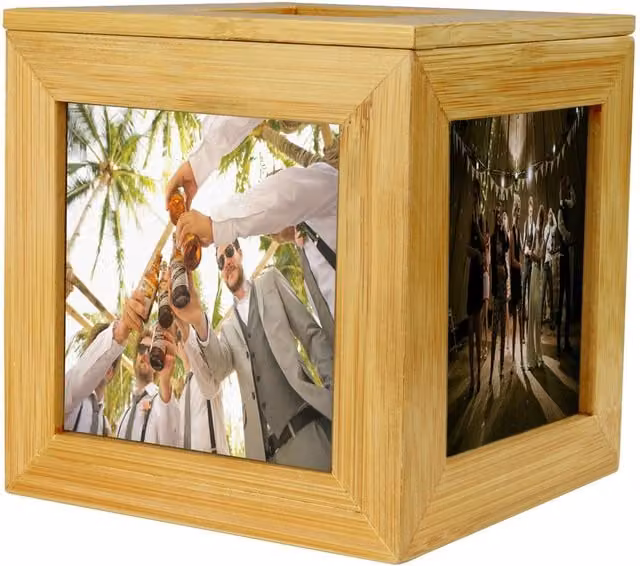 Maison & White Bamboo Photo Cube in Brown, W/D/H: 7.5 x 7.5 x 7.5 cm
