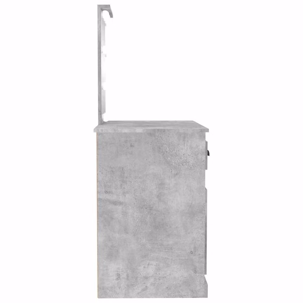 Berkfield Home Modern Dressing Table with Hollywood LED Mirror in Concrete Grey, W/D/H: 90 x 50 x 132.5 cm – 3