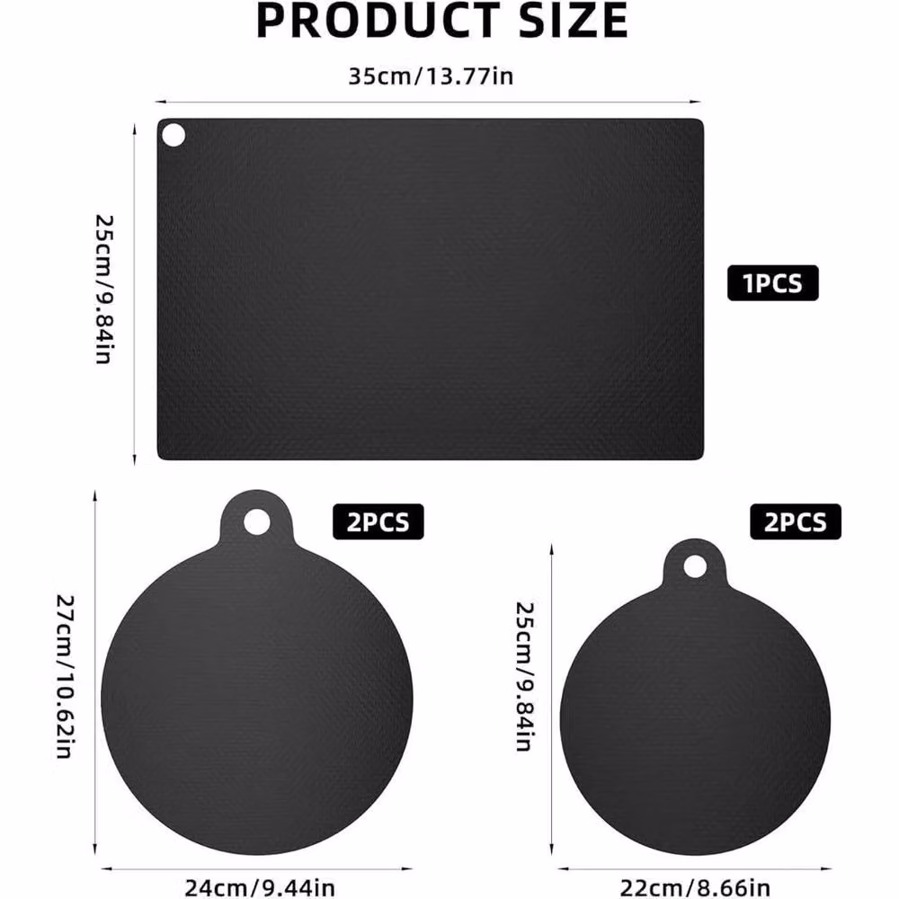SPETLEK 5-Piece Black Silicone Anti-Slip Induction Hob Protector Mat Set – 2