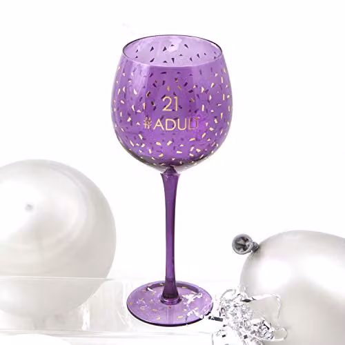 Boxer Gifts 21st Birthday Purple and Gold Wine Glass, 600ml – 2