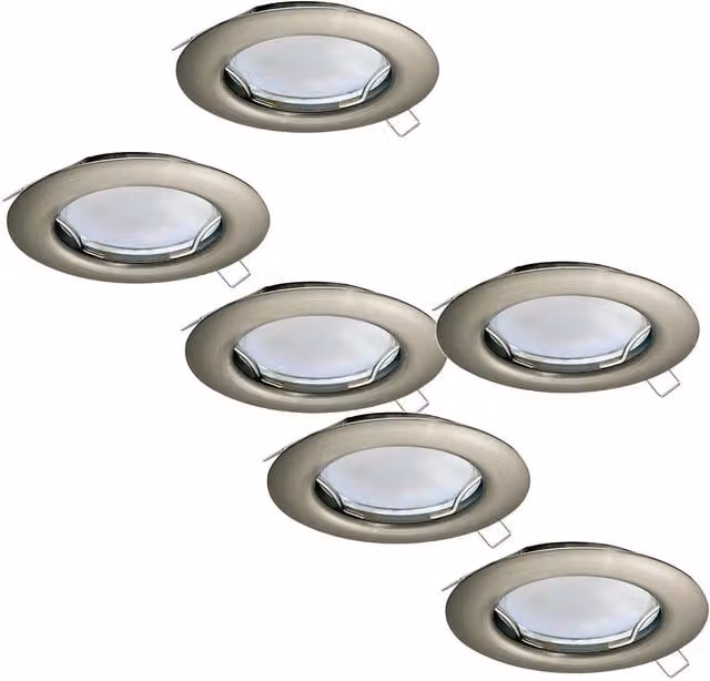 Loops Satin Nickel Steel Flush Ceiling Downlight with 3W GU10 Bulbs in Silver