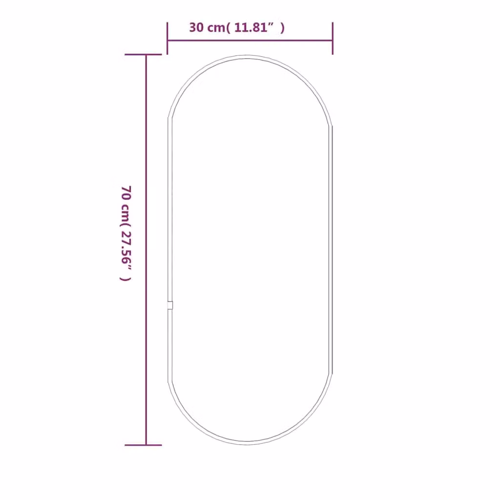 Berkfield Home Oval Wall Mirror in Black, W: 70 cm – 3
