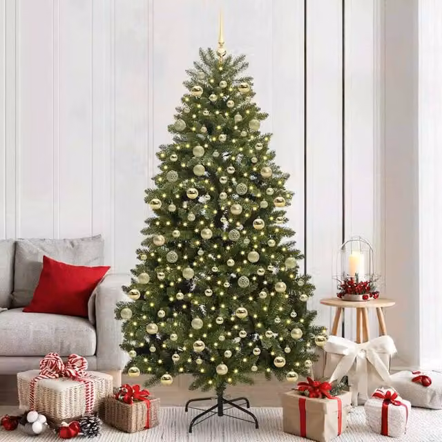 Berkfield Home Green Artificial Christmas Tree with Stand, Height: 210 cm, PVC and Metal – 1