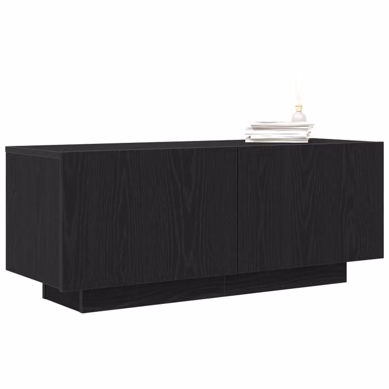Berkfield Home Modern Black Bedside Cabinet in Black Oak Matt MDF