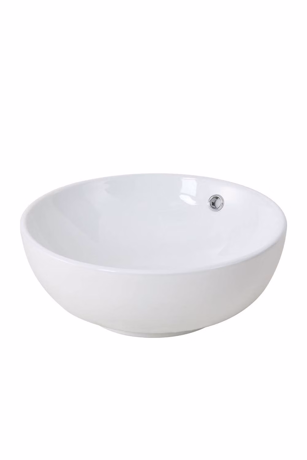 Living and Home Round Ceramic Countertop Washbasin with Drainer in White, W: 44 cm, D: 17 cm, H: 44 cm – 3