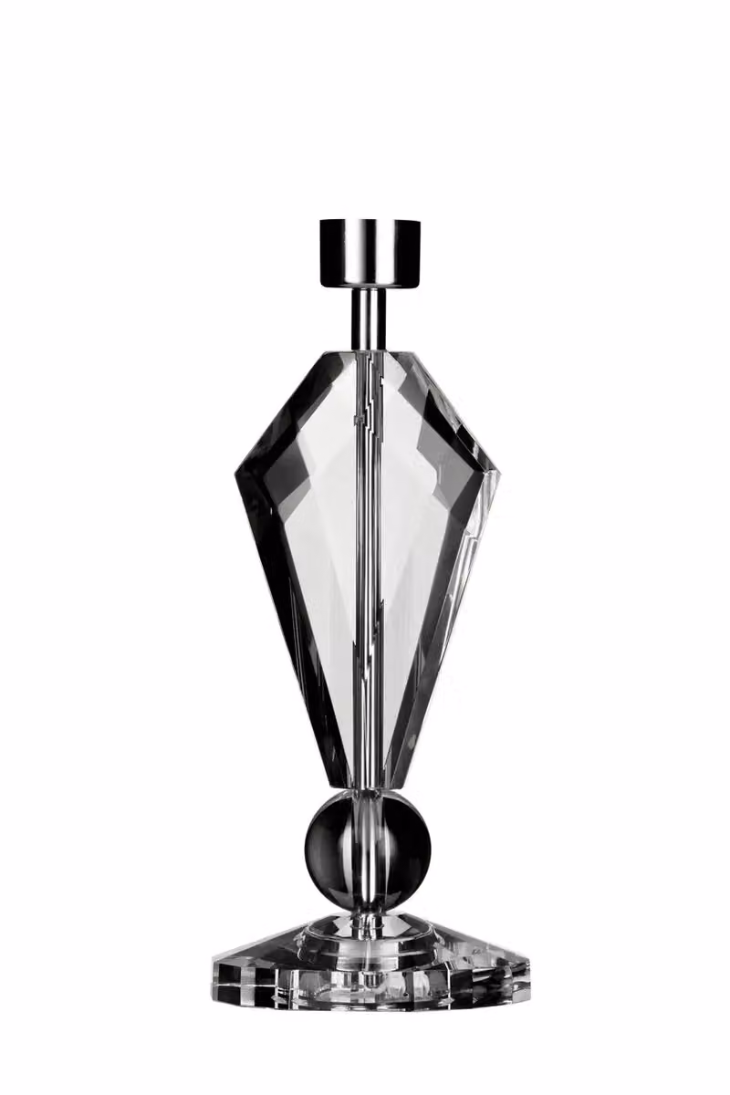 Orsina Glamorous Crystal Glass Tabletop Lamp Base in Silver, H 40.0 cm x W 15.0 cm x D 15.0 cm – 3