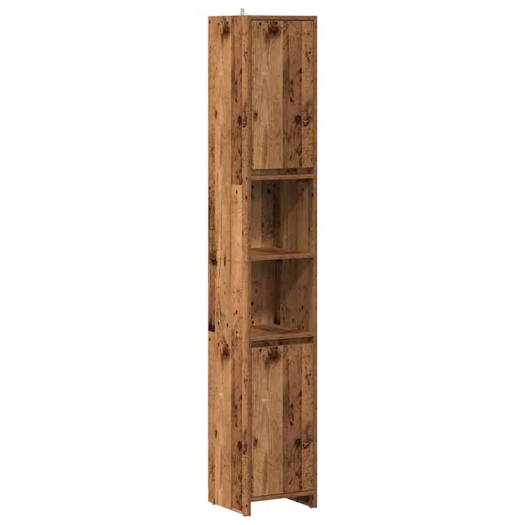 Berkfield Home Old Wood Bathroom Cabinet in Brown, W/D/H: 30 x 30 x 183.5 cm – 2