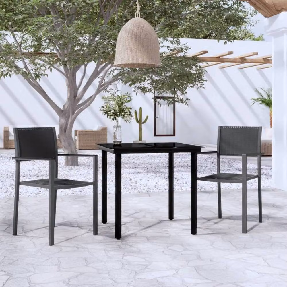 Berkfield Home 3 Piece Black Garden Dining Set – 1