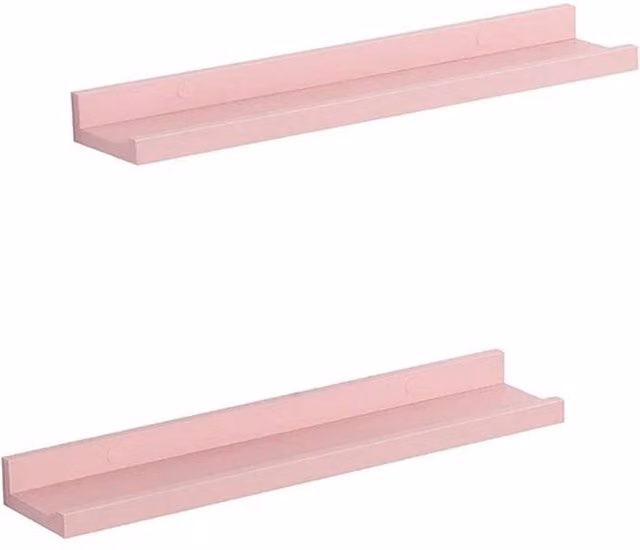 Kelvenix Set of 2 Industrial Floating Wall Shelves, Pink, Width: 48 cm
