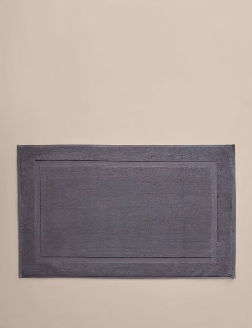 M&S Luxury Egyptian Cotton Non-Slip Rectangular Bath Mat in Grey
