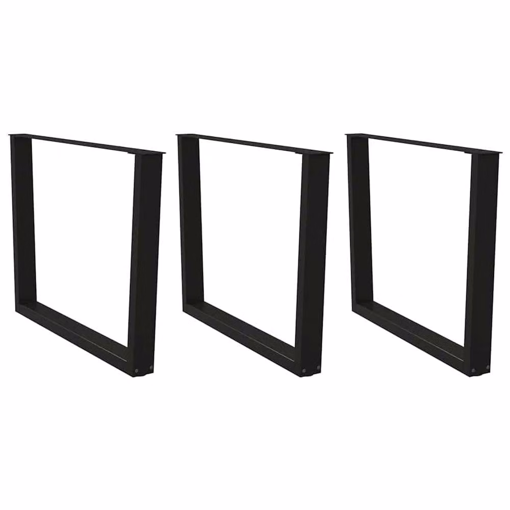 Berkfield Home V-Shape Dining Table Legs, 3 Piece Set, Black Matt Steel, H: 72-73.3 cm x W: 100 cm – 1
