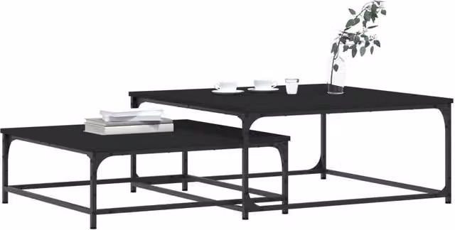 Berkfield Home Nesting Coffee Tables, 2 Piece Set in Black Matt Composite Wood