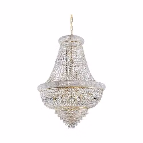 Ideal Lux Dubai Gold Crystal Indoor Ceiling Chandelier Pendant Lamp with 24 E14 Lights