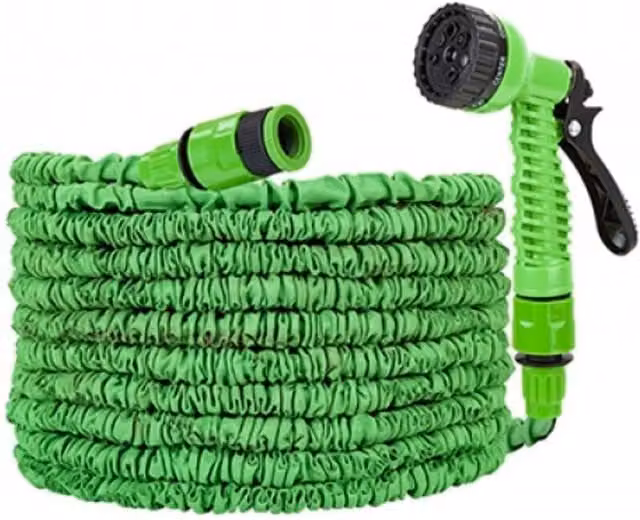 UMKY 30m Green Expanding Garden Hose with 7-Dial Spray Gun