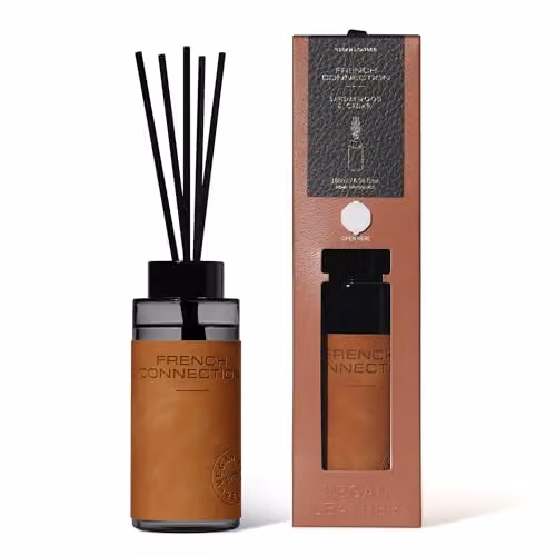 French Connection Leather Range Sandalwood & Cedar Reed Diffuser, 180ml, Black – 1