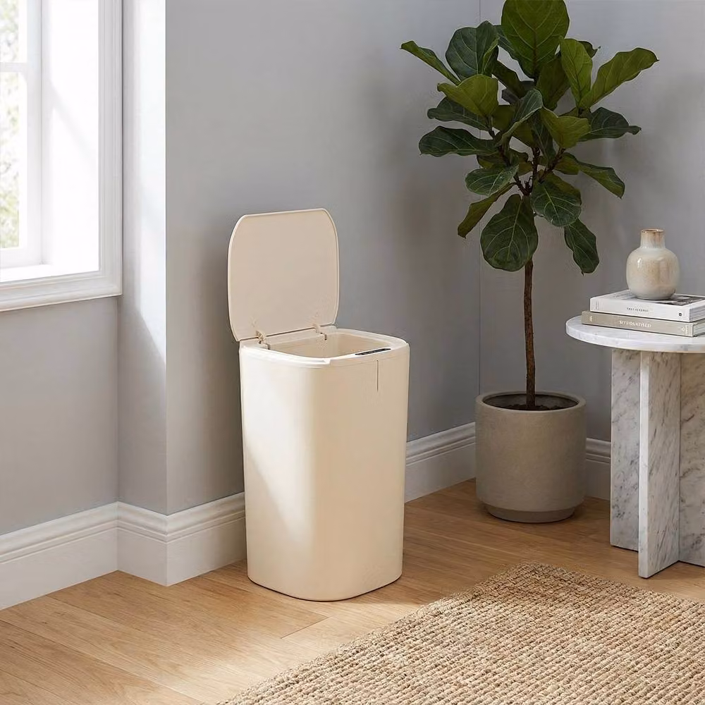 Living and Home Automatic Touchless Motion Smart Sensor Rubbish Bin with 3 Modes in Beige – 8