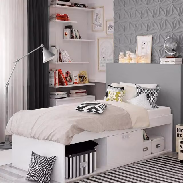 Kidsaw Mid Height White Cabin Bed Frame for Children, W/D/H: 196 x 90 x 51 cm