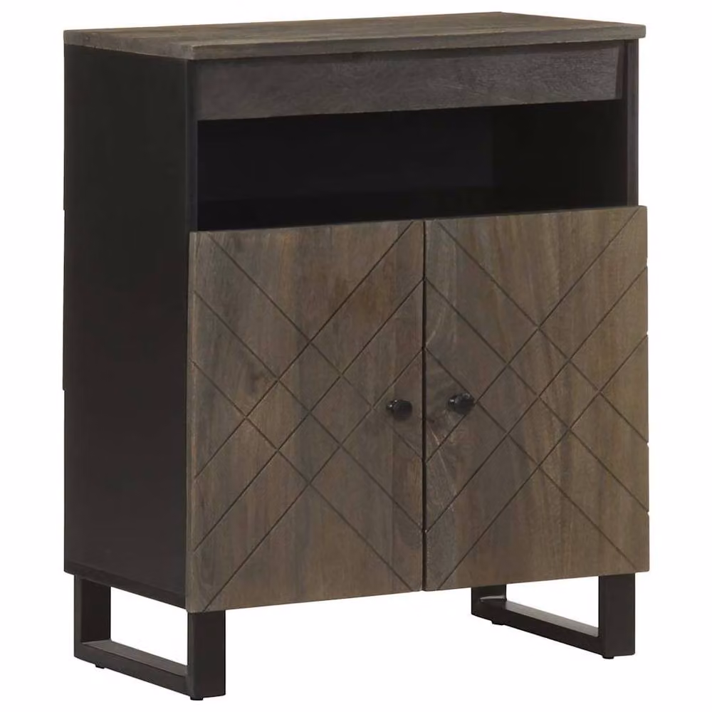 Berkfield Home Black Mango Wood Sideboard W/D/H: 60 x 33 x 75 cm – 2