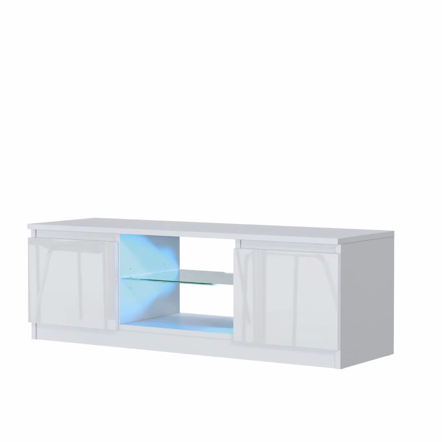 Mex Furniture LTD Modern White Gloss TV Unit with LED Lighting, W: 120 cm, D: 40 cm, H: 38 cm – 2