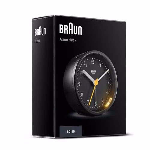 Braun Classic Analogue Alarm Clock in Black, Yellow or White – 6
