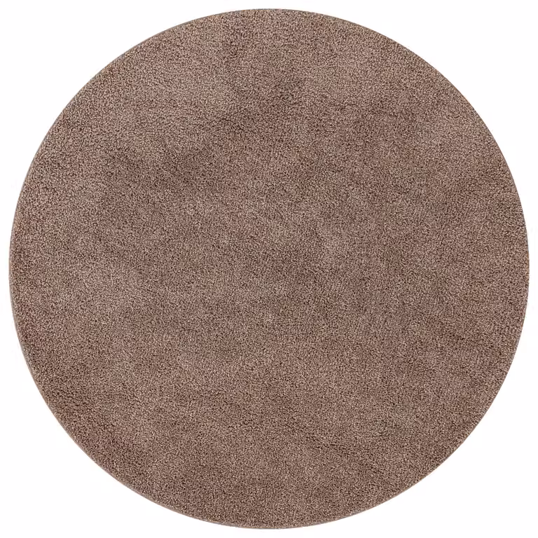 Berkfield Home Brown Round Shaggy Polyester Rug with Non-Slip Latex Backing, Diameter: 90 cm
