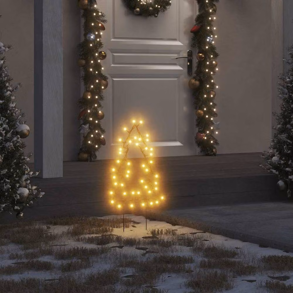 Berkfield Home Warm White Christmas Light Decorations with Spikes, 3 Piece Set, 50 LEDs, Height: 30 cm, Black – 2