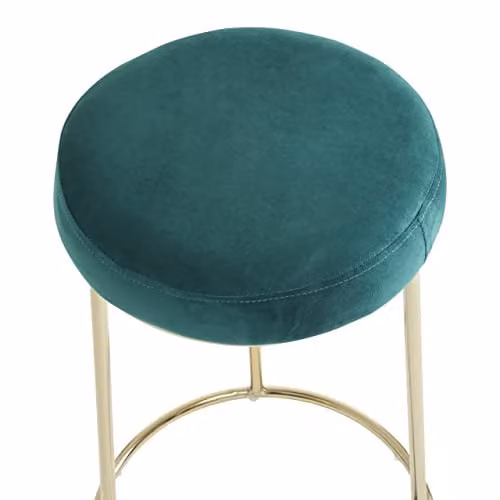 Premier Housewares Green Velvet Bar Stool with Gold Metal Base, W/D/H: 35 x 35 x 68 cm – 3