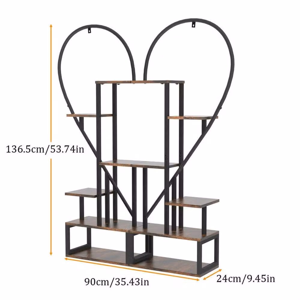 KORVIXA 5 Tier Metal Plant Stand in Black, W/D/H: 90.0 x 24.0 x 136.5 cm – 2