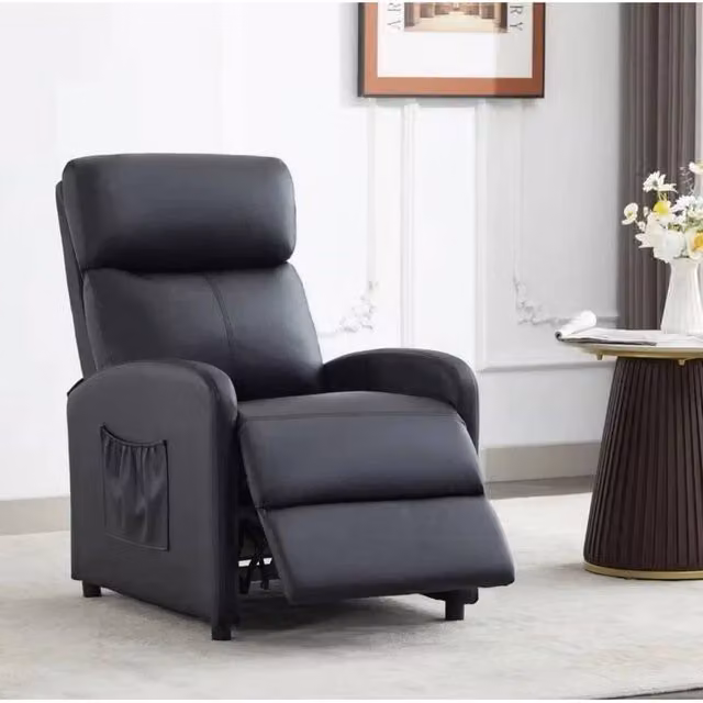 SPETLEK Black Synthetic Leather Push Back Recliner Chair – 1