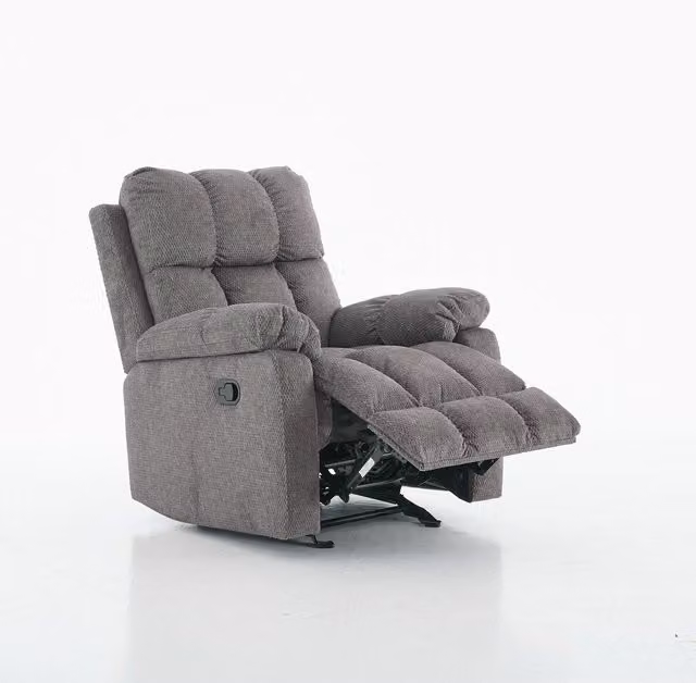 FURNITURE ONE Manual Recliner Armchair in Grey Fabric Upholstery