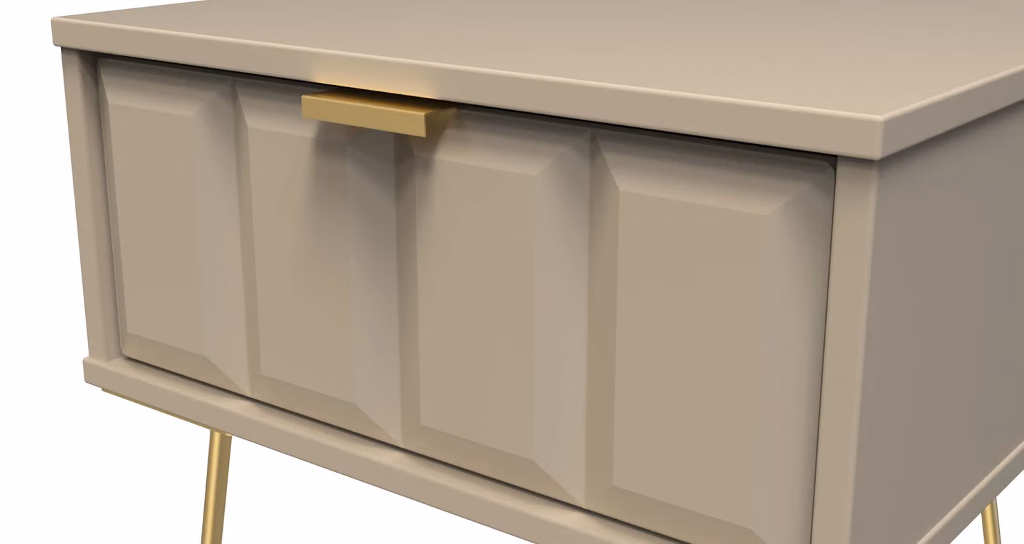2 U Metro 1 Drawer Bedside Table in Light Brown with Gold Metal Accents – 2