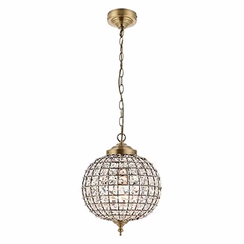 Endon Tanaro 1 Light Globe Pendant in Gold/Brass and Transparent Glass – 1