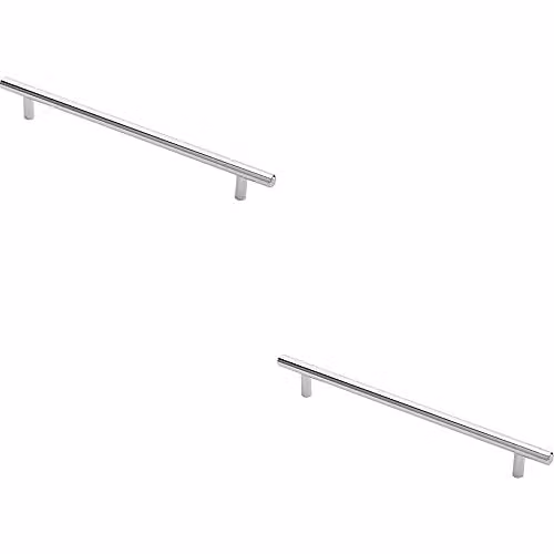 Loops 2 Pack Round T-Bar Cabinet Pull Handles in Chrome, W: 28.4 cm, D: 1.2 cm, Fixing Centres: 22.4 cm