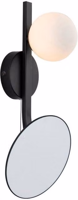 Netlighting RIOMAGGIORE Non Dimmable Contemporary Black Metal and Glass Bathroom Wall Lamp