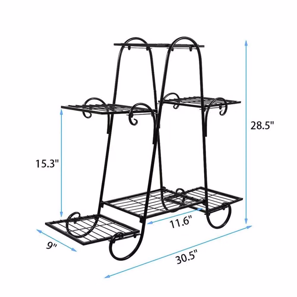EONLION 6-Tier Metal Plant Stand Display Shelf in Matt Black, W/D/H: 50 x 50 x 50 cm – 2