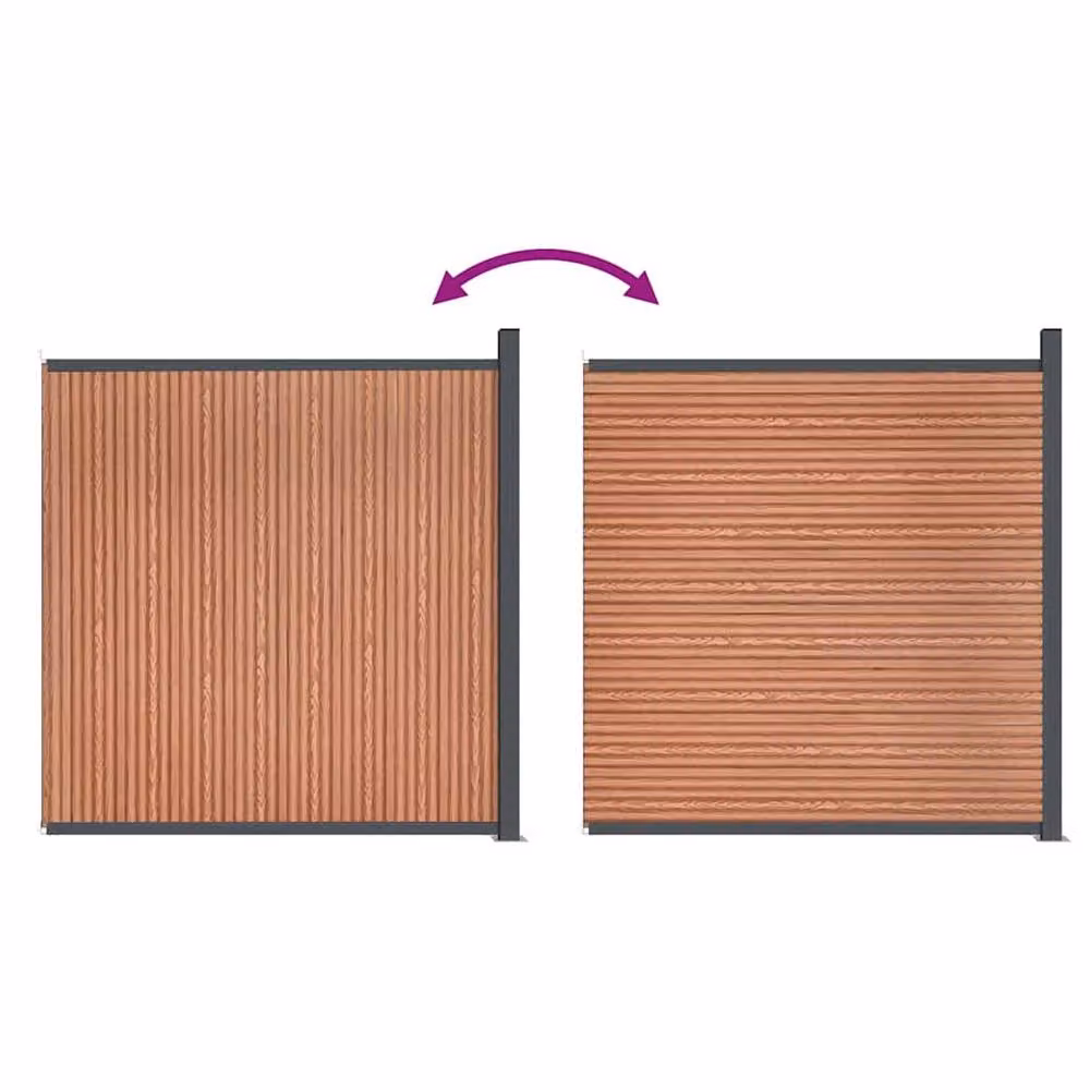 Berkfield Home WPC and Aluminium Fence Panel, Brown, W: 173 cm, H: 186 cm – 2