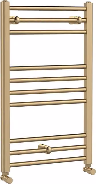 Balterley Straight Towel Radiator with Round Rails, Brushed Brass, W: 50 cm, H: 80 cm – 1