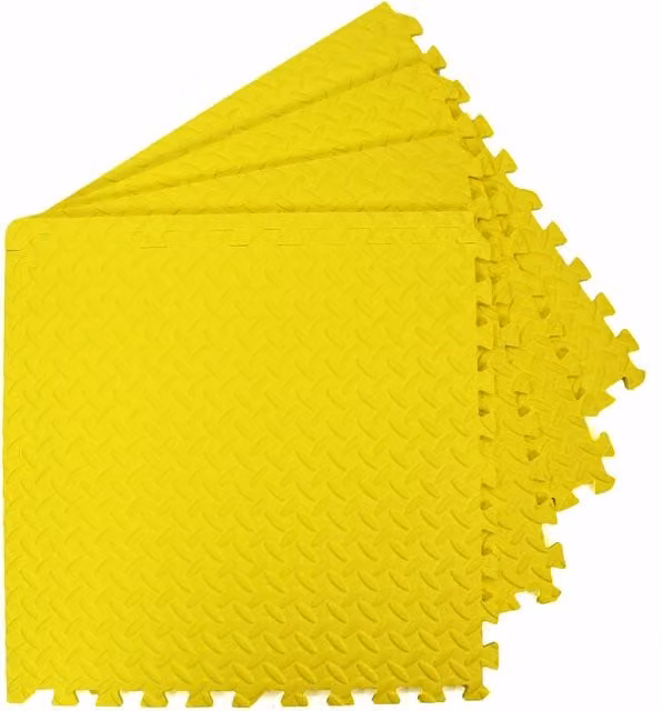Actiasmat Interlocking EVA Foam Gym Mats in Yellow, 4 Pack