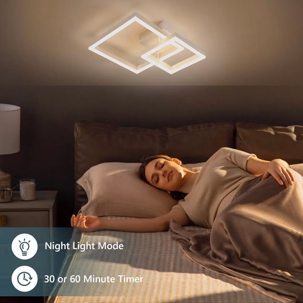 Goeco Modern Square LED Ceiling Light in White with Remote Control and Dimmable Function – 2