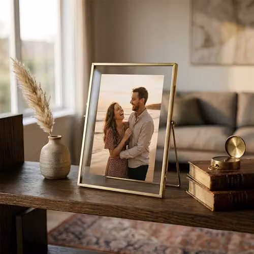 Nicola Spring Pack of 2 Modern Metal Photo Frames in Gold, Fits 15 x 20 cm – 6