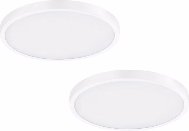 Loops 2 Pack White Round Surface Mounted LED Wall and Ceiling Light, 25W, 3000K, Diameter: 40 cm