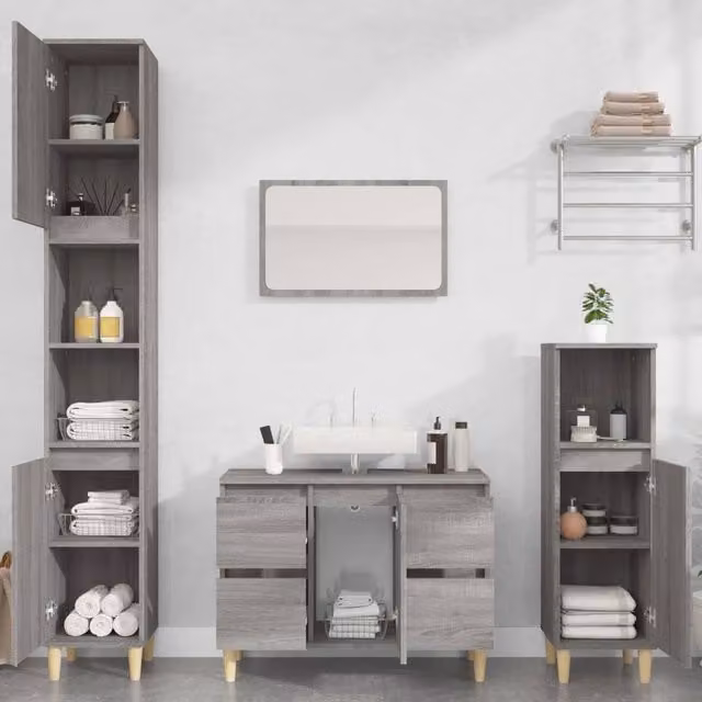 Berkfield Home Grey Sonoma Sink Cabinet W/D/H: 80 x 33 x 60 cm – 1
