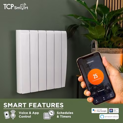 TCP Smart 1500W White Ceramic Panel Electric Radiator with WiFi and App Control – 4