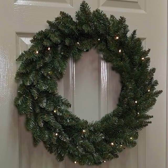 Samuel Alexander Green Christmas Wreath with 50 Warm White LEDs and 160 Bullet Tips, Diameter: 60 cm – 1
