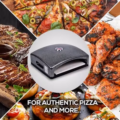 Haven Portable Mini Outdoor BBQ Pizza Oven with Ceramic Stone and Built-in Thermometer in Black and Silver, W/D/H: 40 x 35 x 16 cm – 9