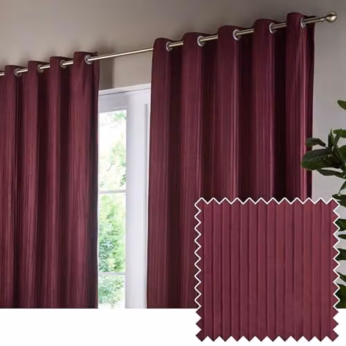 Paoletti Corinthian Velvet Eyelet Curtain Pair in Red, W: 168 cm, H: 229 cm – 1