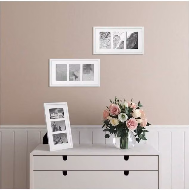 SONGMICS Triple Picture Frame Collage in White for 10x15 cm Photos